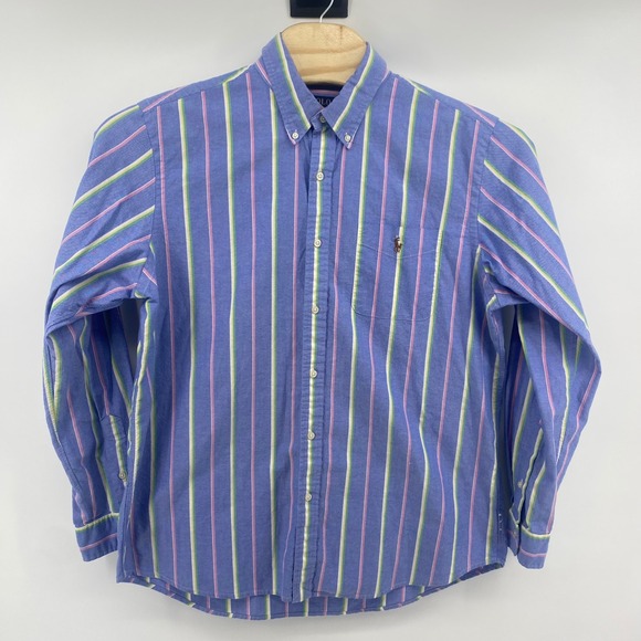 Polo Ralph Lauren Button Down Shirt Mens XL Blue Multi Color Stripe Classic Fit - Picture 2 of 11